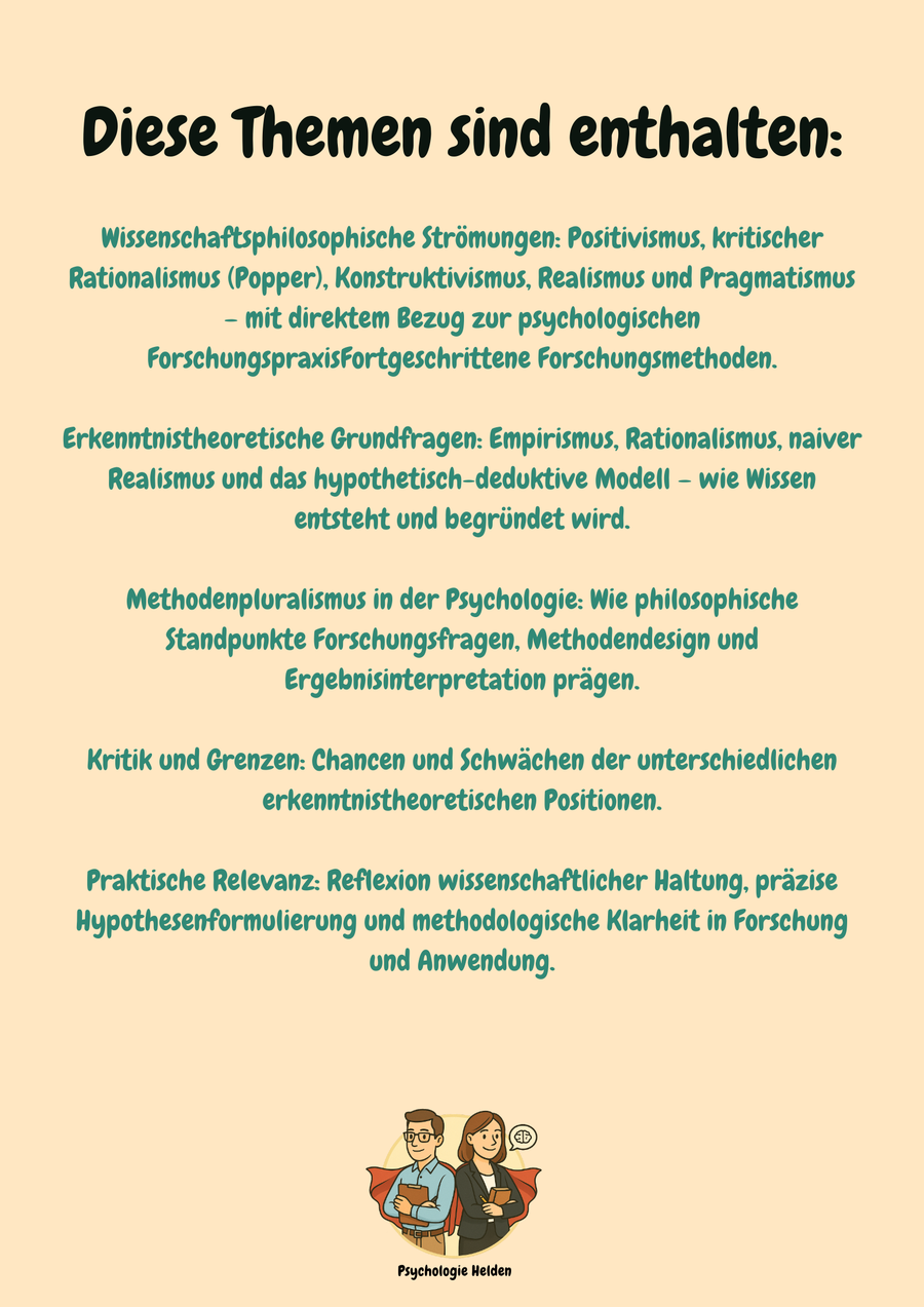 Psychologische Forschungsmethodik – Philosophie der Wissenschaft & Erkenntnistheorie – Bachelor Psychologie Vorschau 2