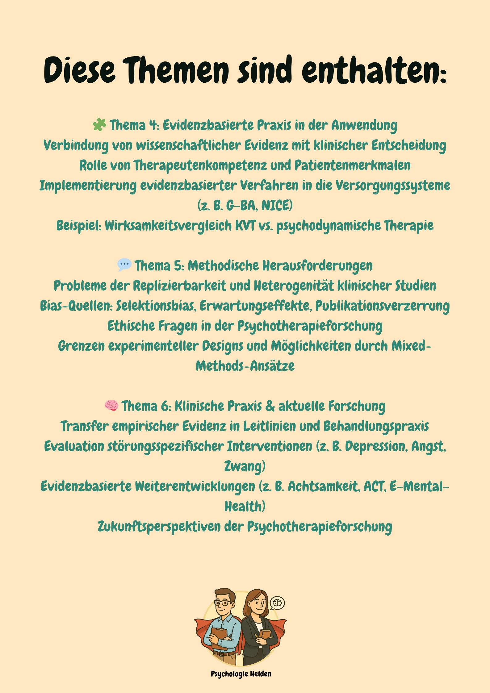 Evidenzbasierte psychotherapeutische Verfahren & Interventionsansätze