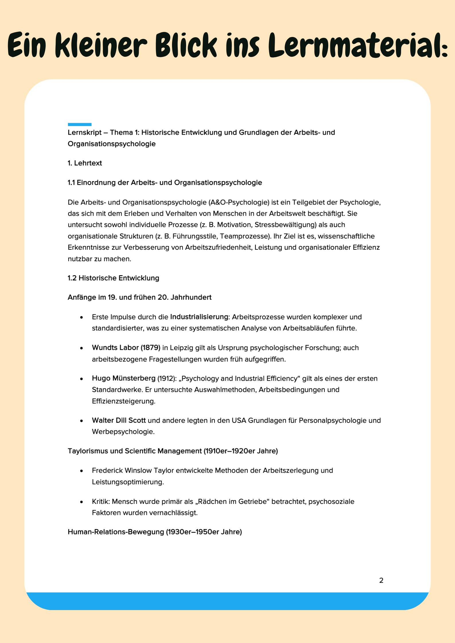 Arbeits- und Organisationspsychologie: Theorien zu Motivation & Führung