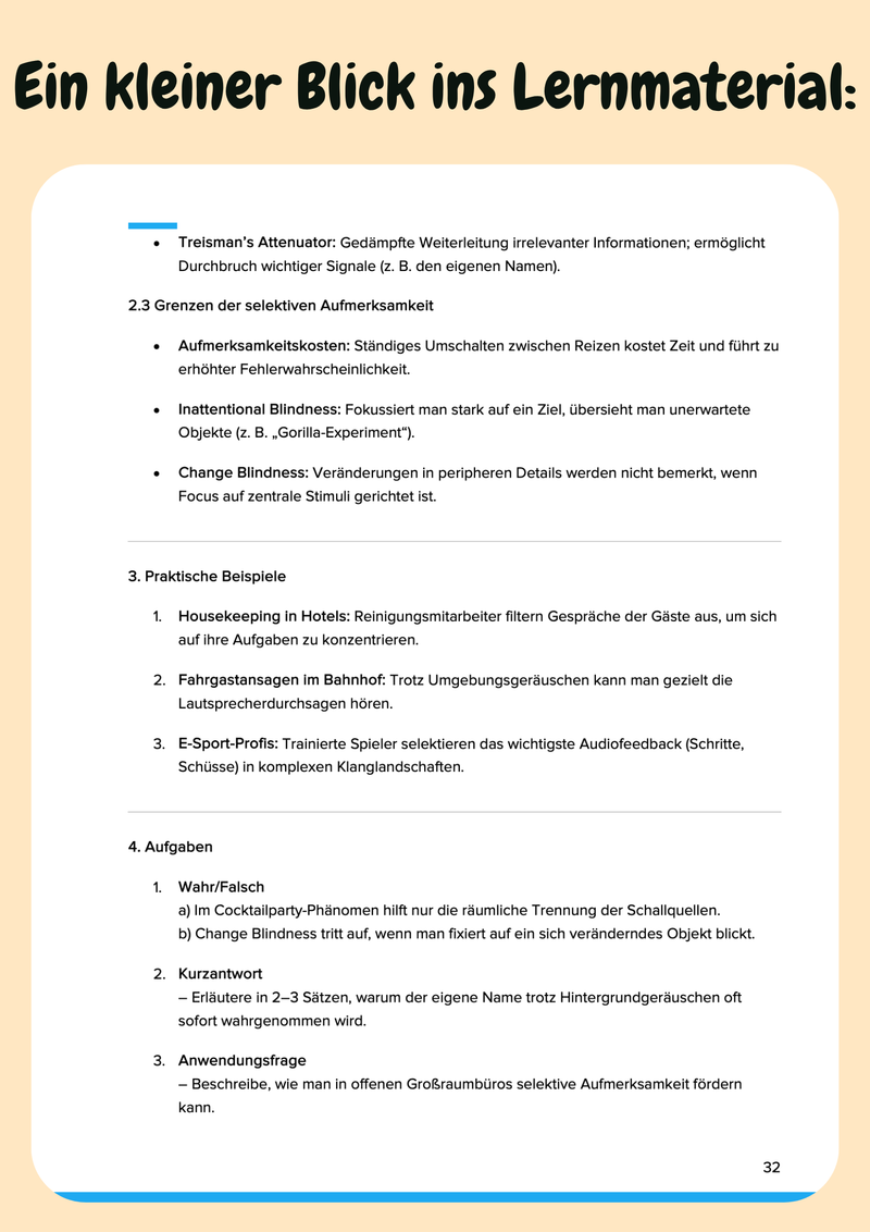 Allgemeine Psychologie I – Wahrnehmung, Aufmerksamkeit, Gedächtnis & Emotion einfach erklärt Bild 7