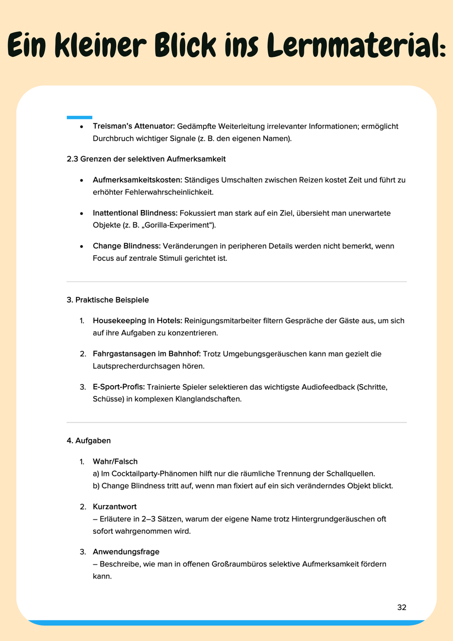 Allgemeine Psychologie I – Wahrnehmung, Aufmerksamkeit, Gedächtnis & Emotion einfach erklärt – Bachelor Psychologie Vorschau 7