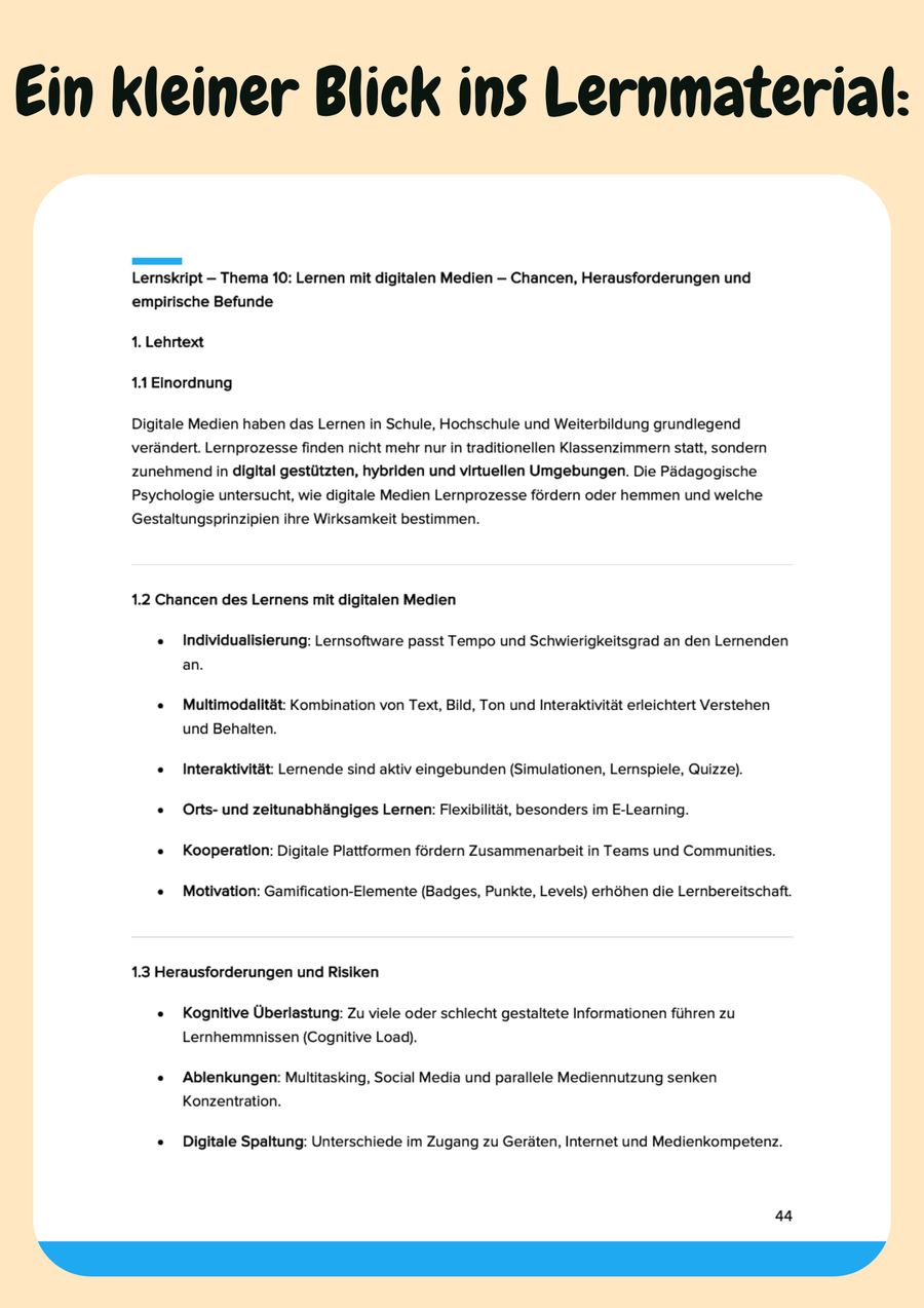 Pädagogische Psychologie – Lerntheorien & Instruktionsdesign – Bild 6